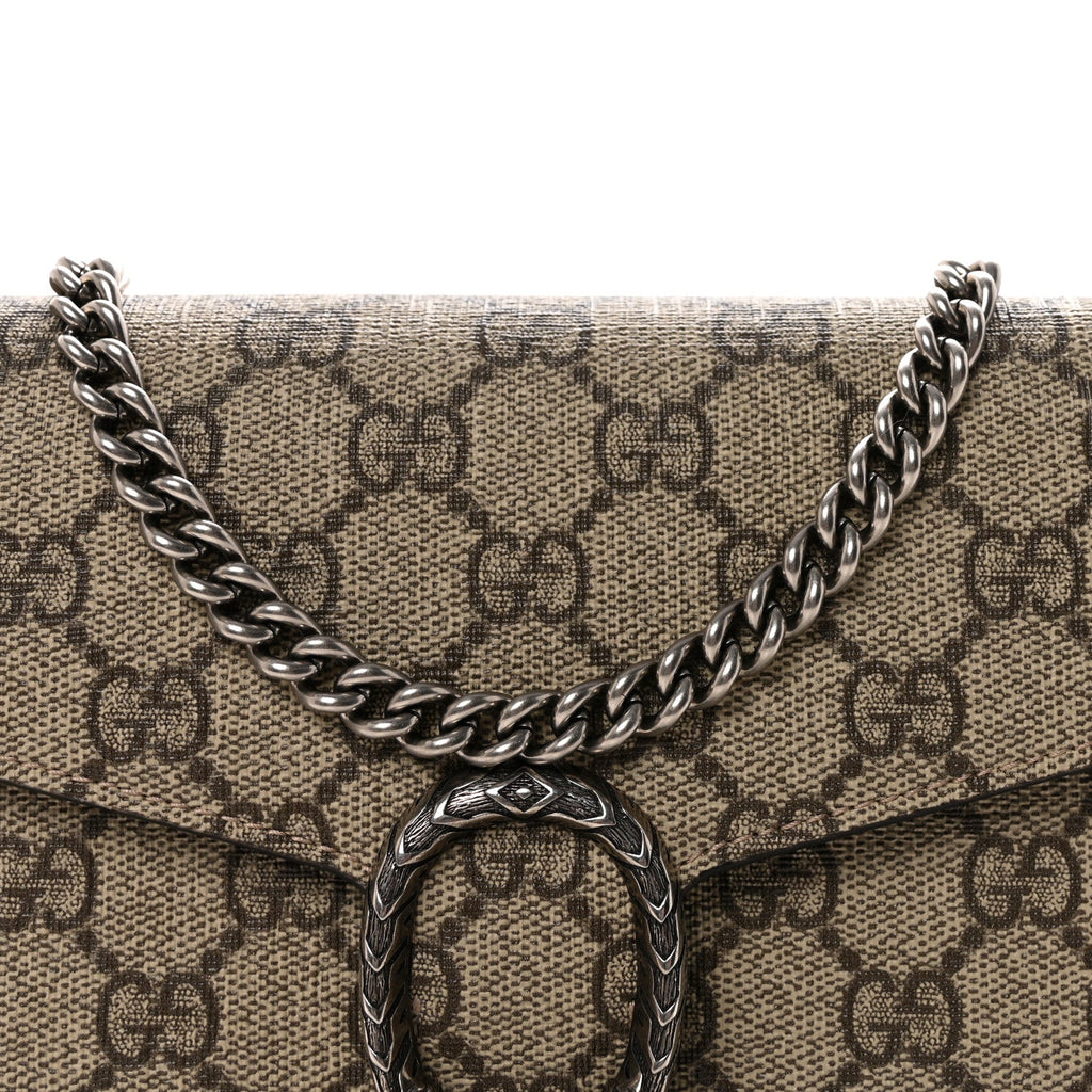 Gucci GG Supreme Monogram Mini Dionysus Chain Wallet Beige Taupe