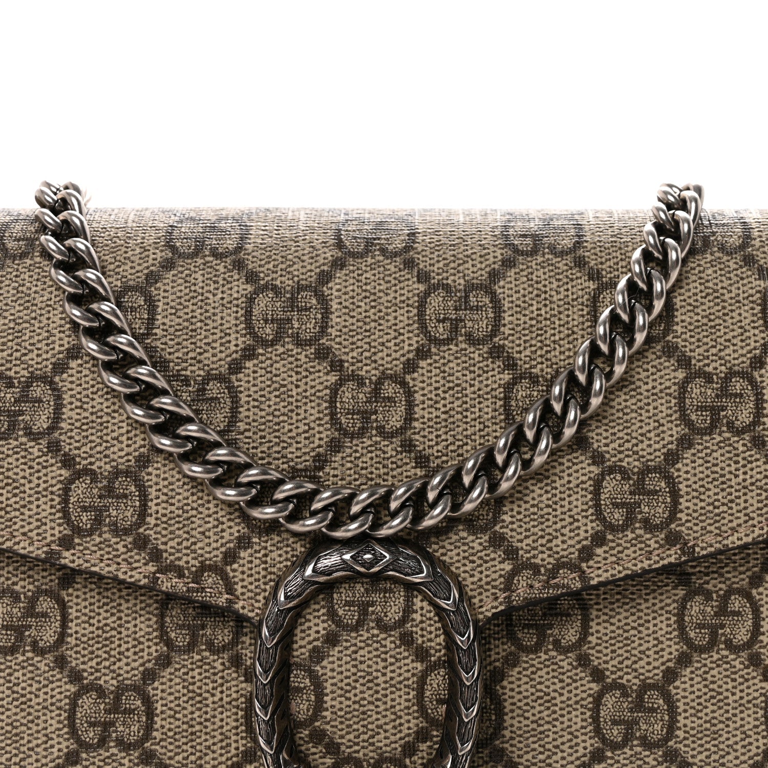 Gucci GG Supreme Monogram Mini Dionysus Chain Wallet Beige Taupe