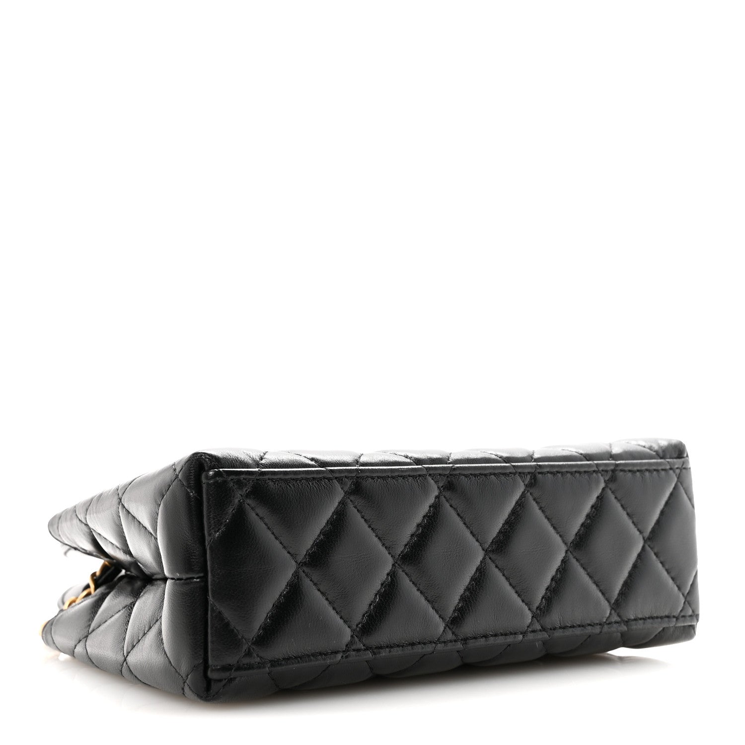 Chanel Shiny Aged Calfskin Quilted Nano Kelly Shopper Black