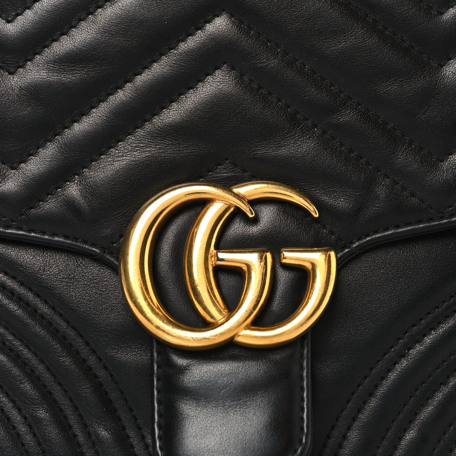 Gucci Calfskin Matelasse Small GG Marmont Top Handle Shoulder Bag Black