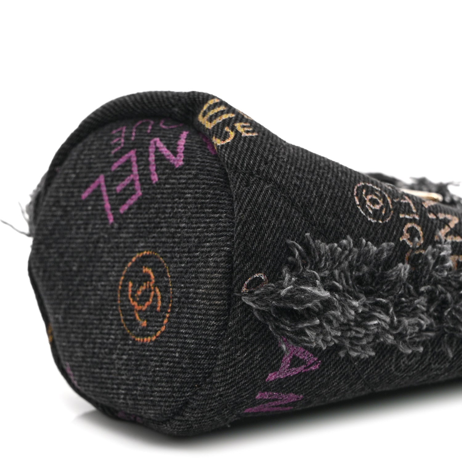 Chanel Denim Quilted Mood Mini Bucket With Chain Black Multicolor