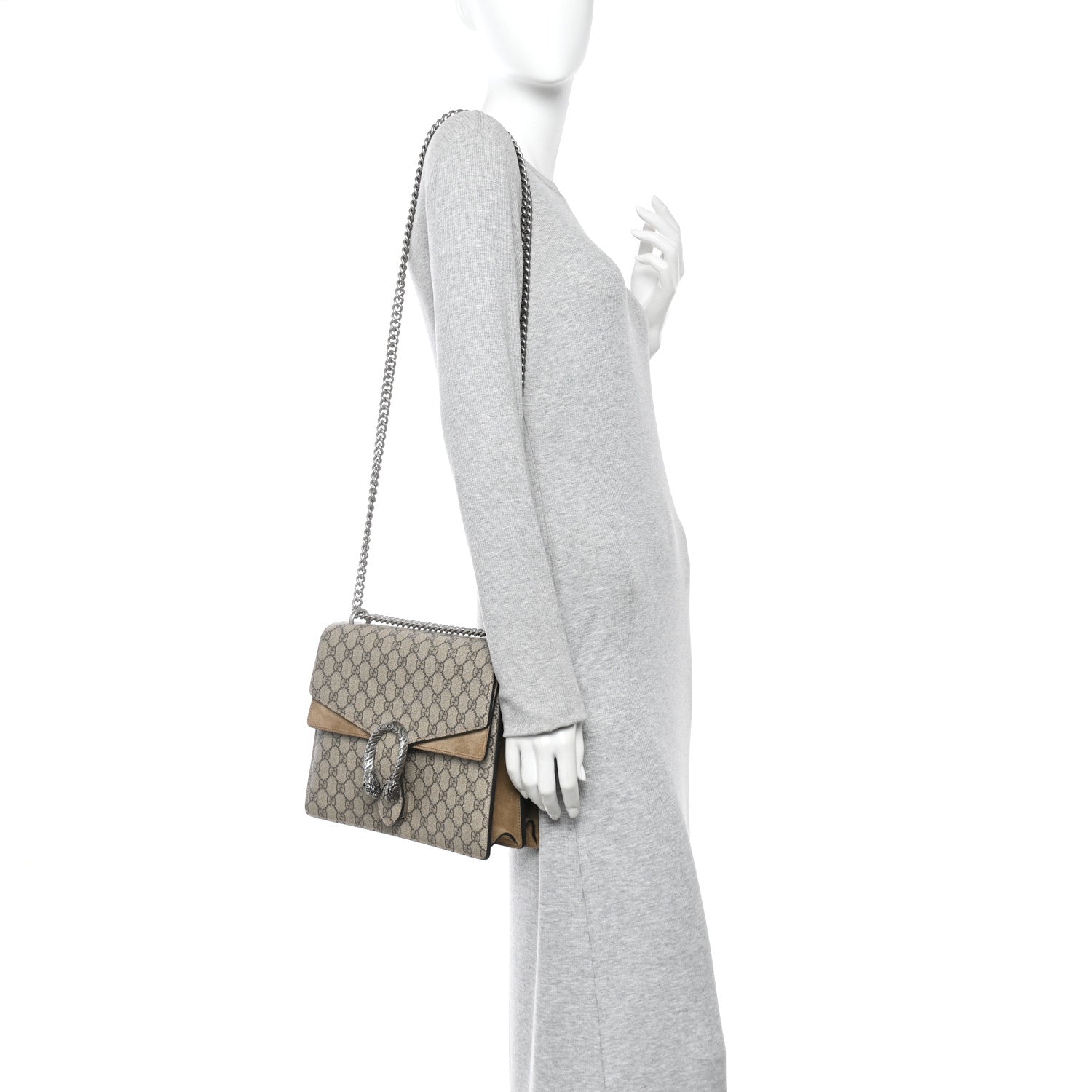 Gucci GG Supreme Monogram Medium Dionysus Shoulder Bag Taupe