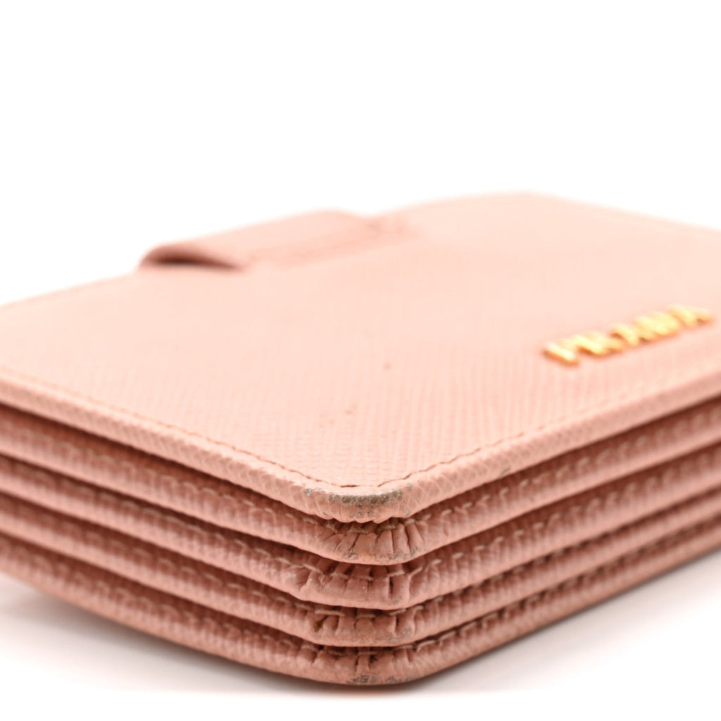 Prada Saffiano Metal Gusseted Card Holder Orchidea