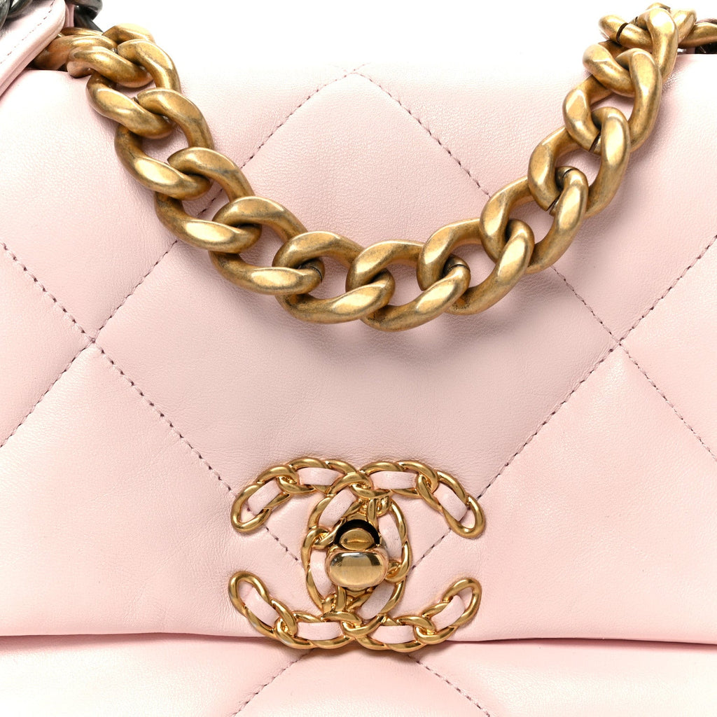 Chanel Lambskin Quilted Medium Chanel 19 Flap Light Pink