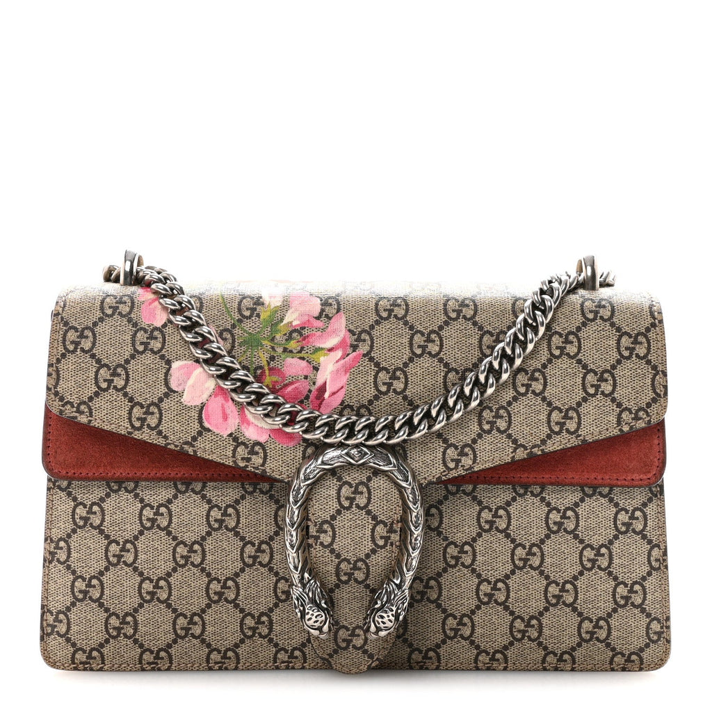 Gucci GG Supreme Monogram Blooms Small Dionysus Shoulder Bag Beige Multicolor Dry Rose