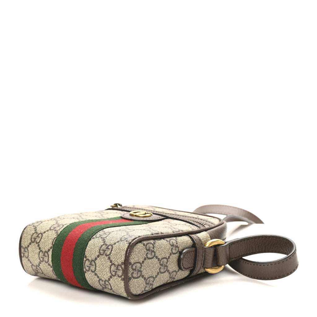 Gucci GG Supreme Monogram Web Mini Ophidia Messenger Brown