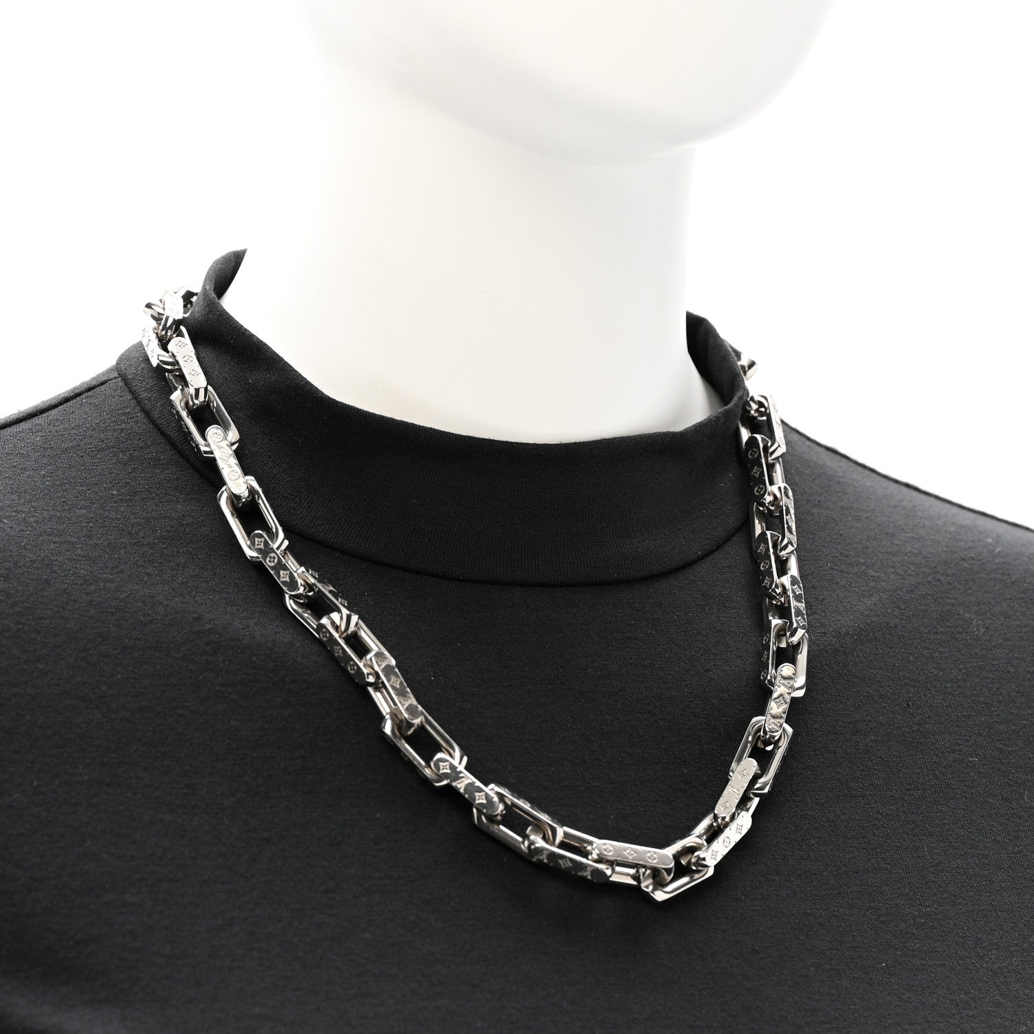 Louis Vuitton Monogram Chain Necklace Silver