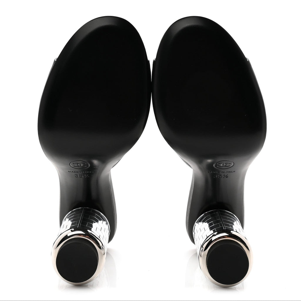 Lambskin Mirror Mules 35.5 Black