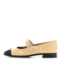 Patent Calfskin Mary Janes Flats 37 Beige Black
