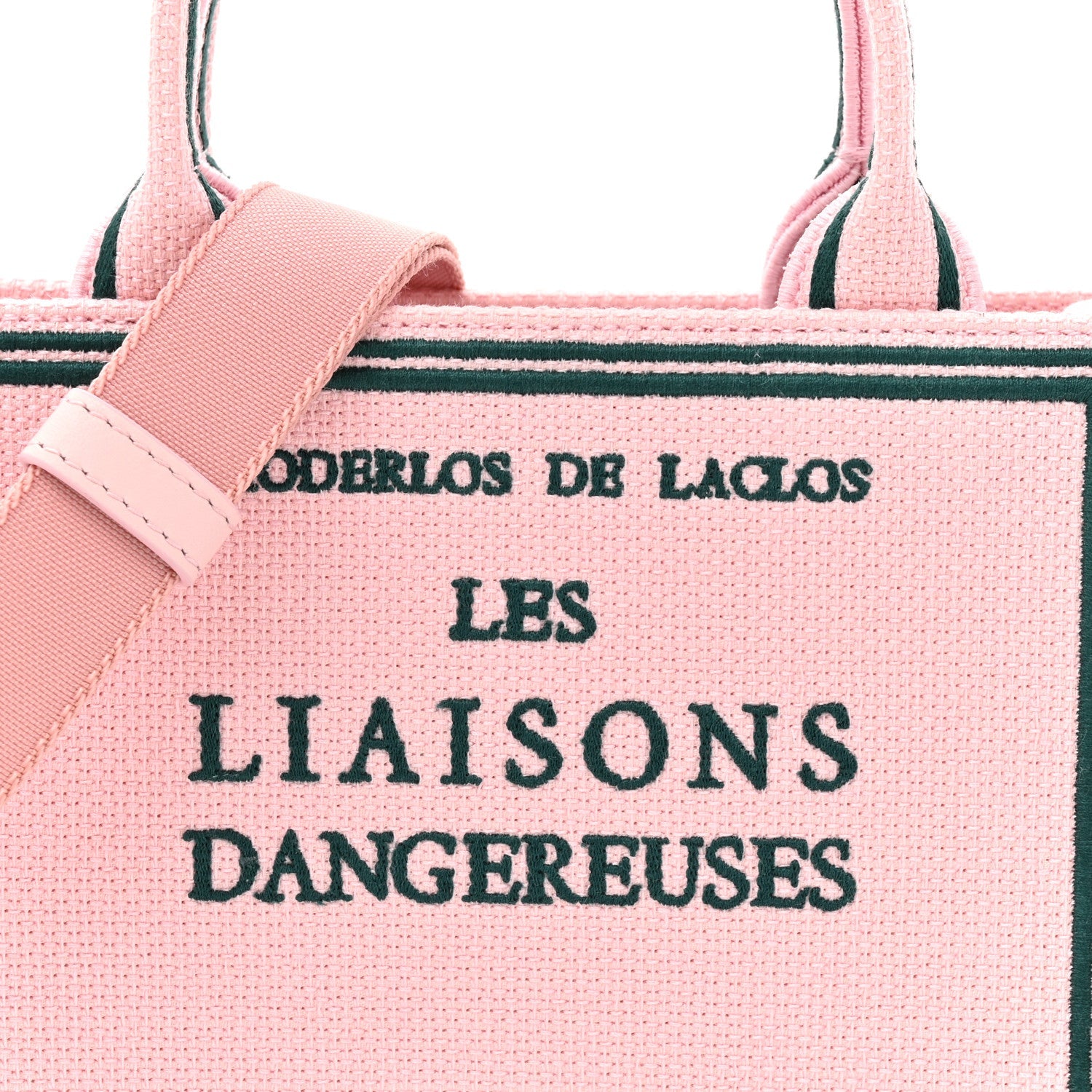 Christian Dior Canvas Embroidered Book Cover Mini Book Tote Pink Green