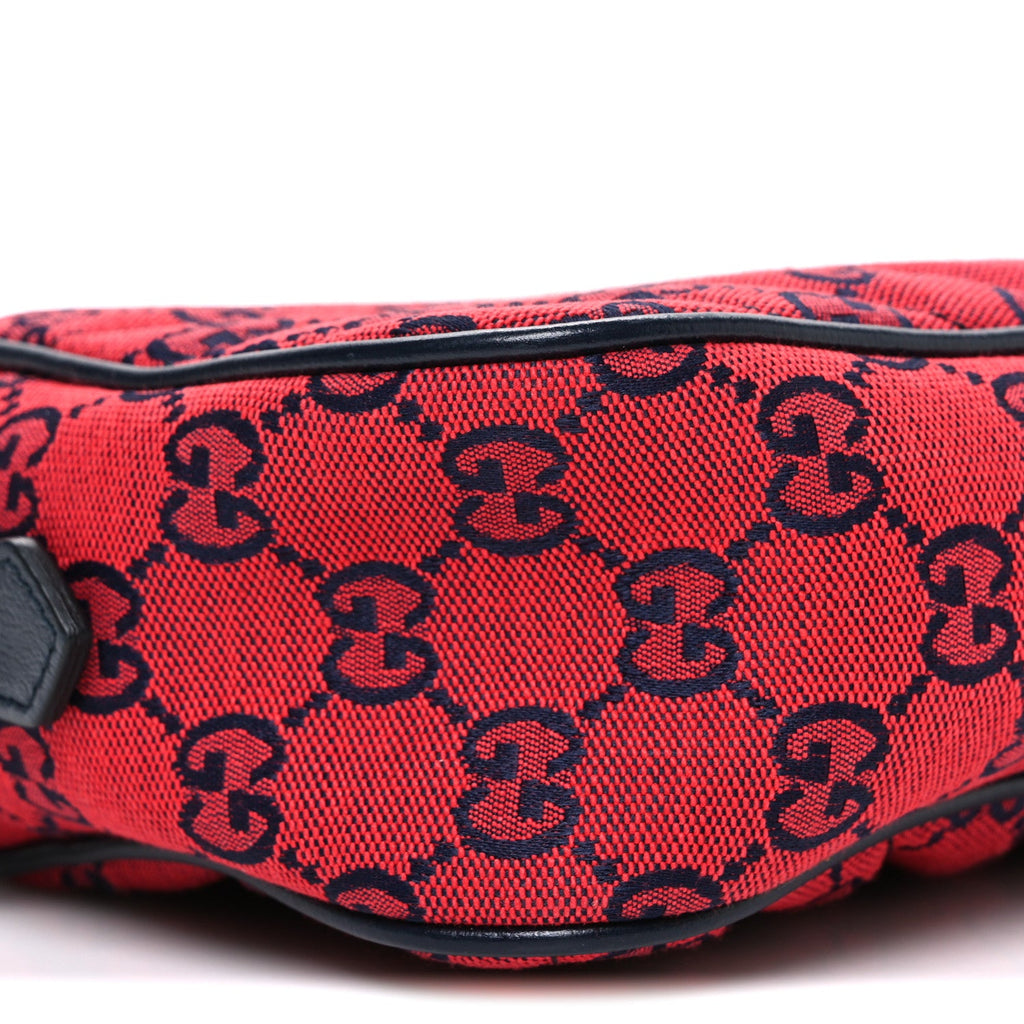 Gucci Monogram Multicolor Matelasse Diagonal Small GG Marmont Chain Shoulder Bag Red Blue