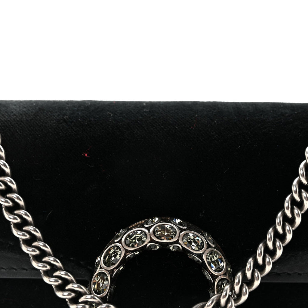 Gucci Velvet Super Mini Dionysus Shoulder Bag Black
