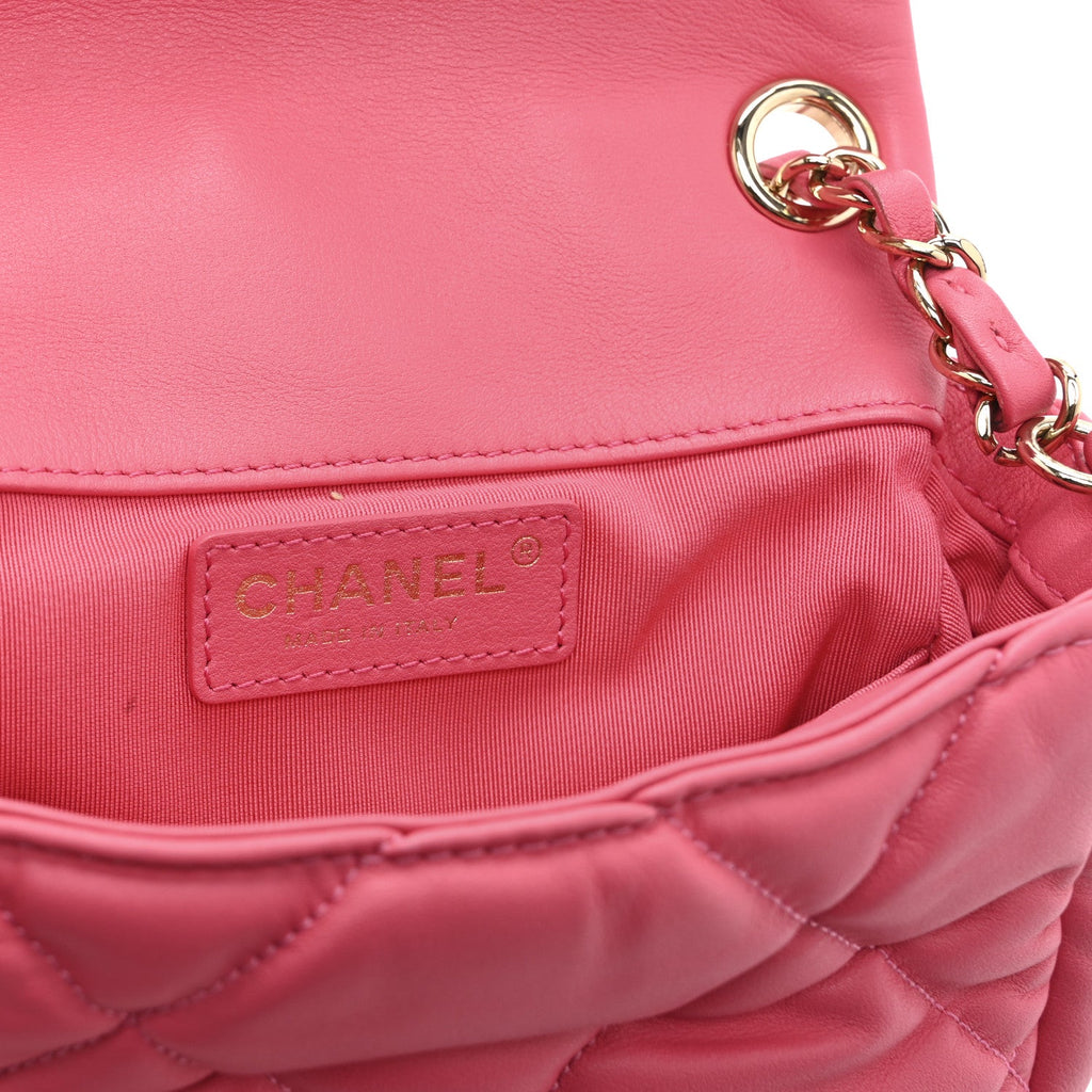 Chanel Calfskin Quilted Mini Square Bubbly Flap Pink