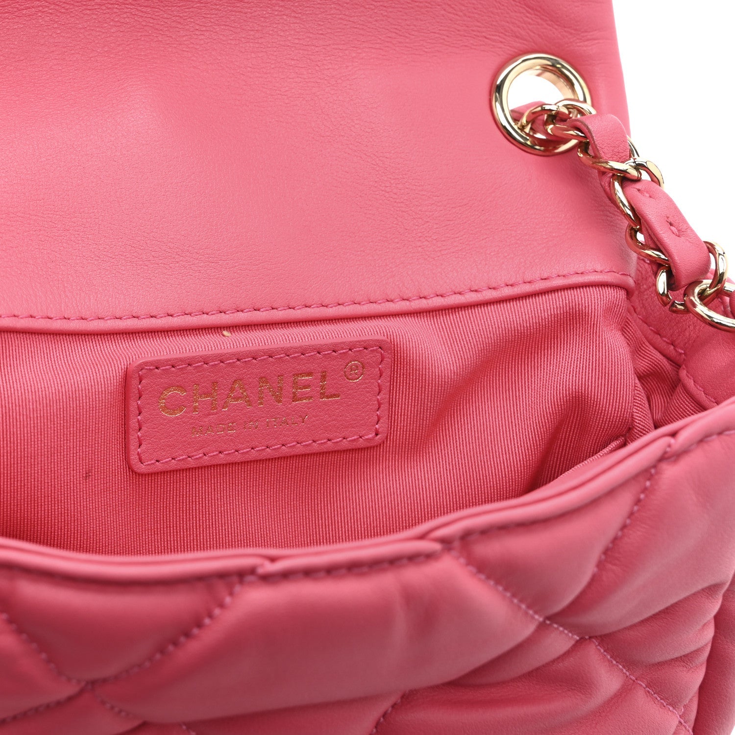 Chanel Calfskin Quilted Mini Square Bubbly Flap Pink