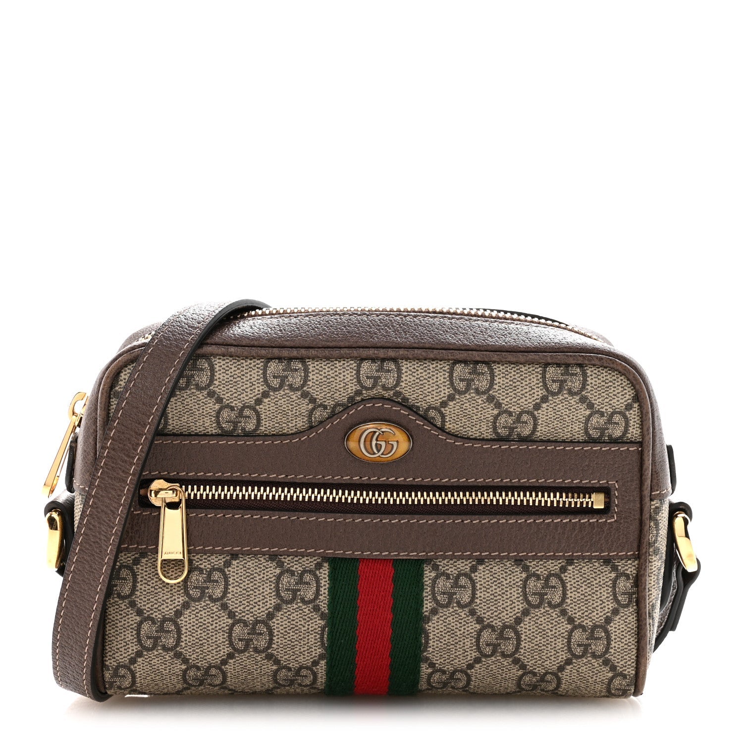 Gucci GG Supreme Monogram Web Mini Ophidia Shoulder Bag Brown