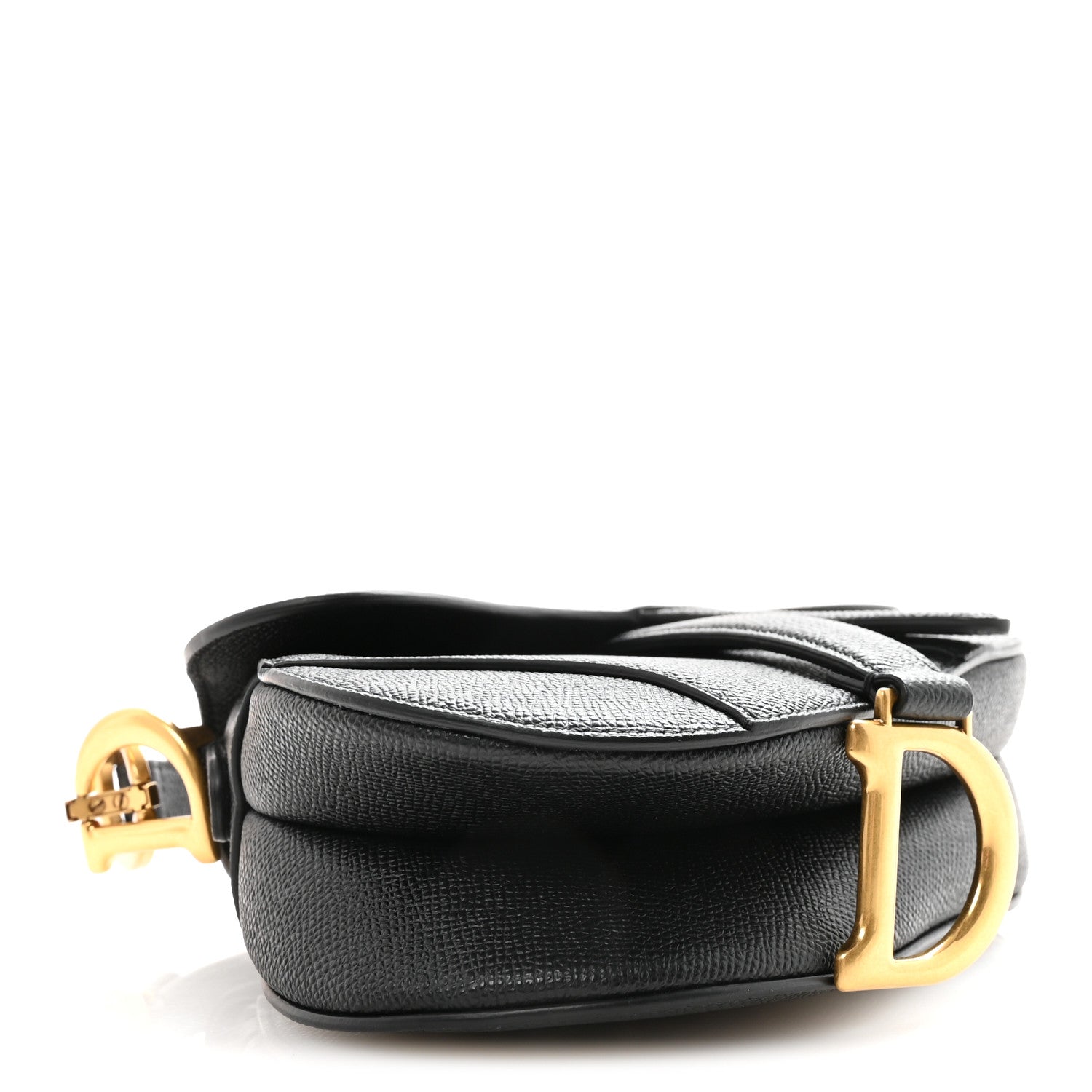Christian Dior Grained Calfskin Mini Saddle Bag With Strap Black