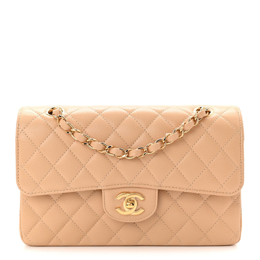 Chanel Caviar Quilted Small Double Flap Beige
