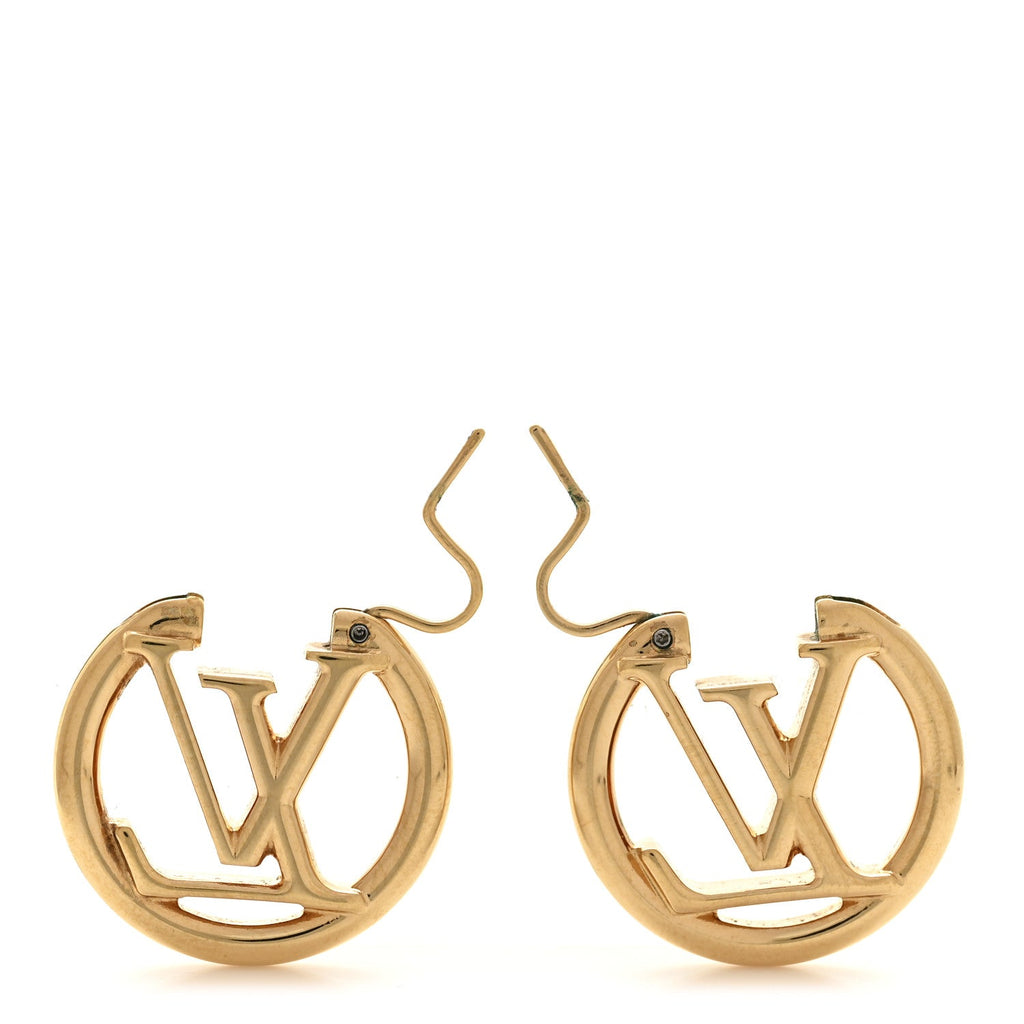Louis Vuitton Metal Small Louise Hoop Earrings Gold