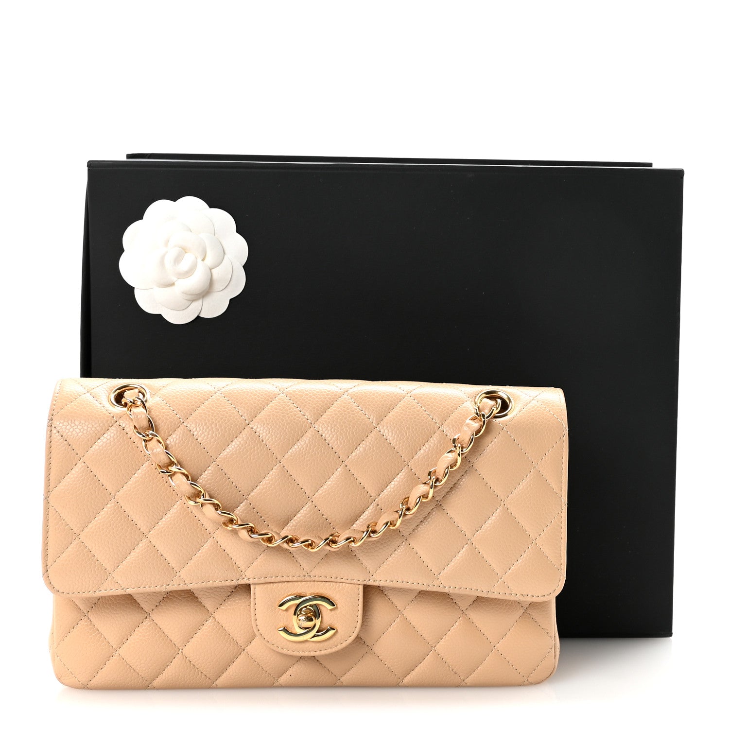 Chanel Caviar Quilted Medium Double Flap Beige