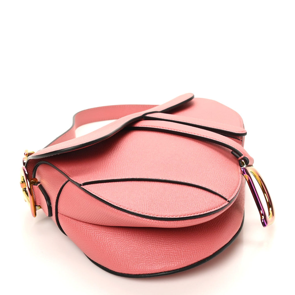 Christian Dior Grained Calfskin Saddle Bag Pink