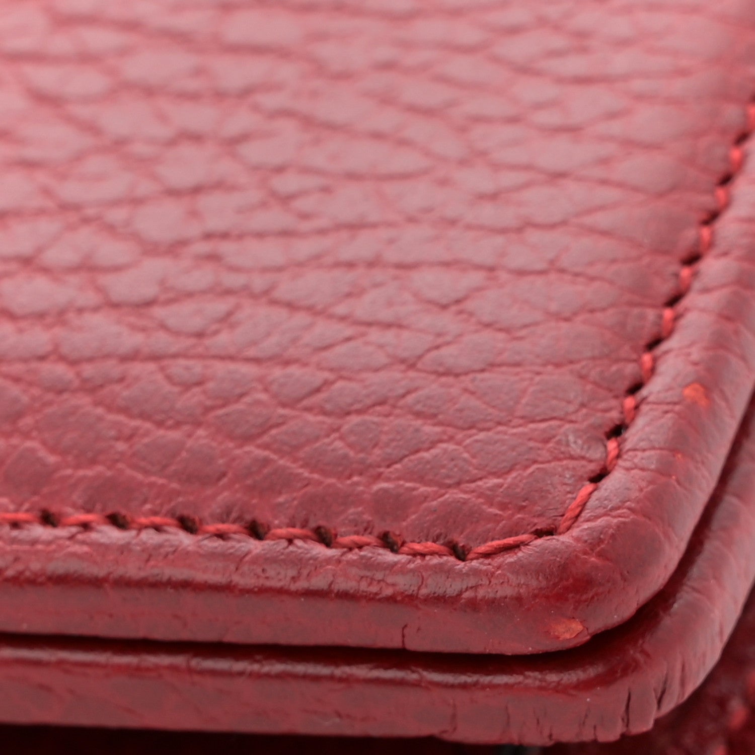 Gucci Dollar Calfskin Mini GG Marmont Chain Wallet Hibiscus Red