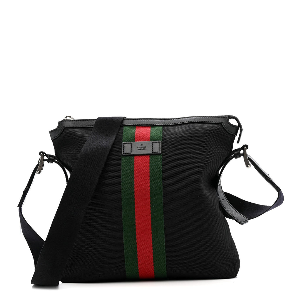 Gucci Techno Canvas Web Messenger Bag Black