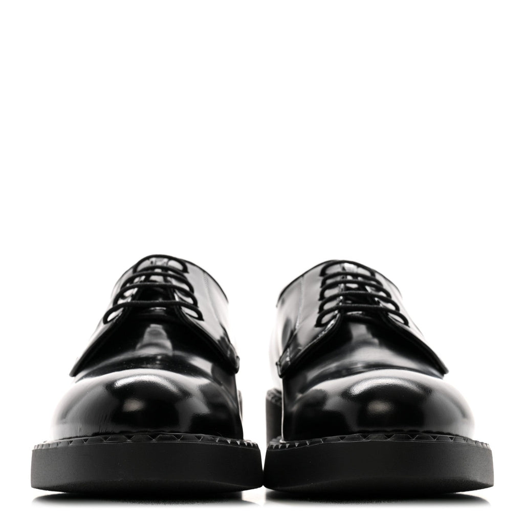 Prada Spazzolato Calzature Donna 50mm Derby Loafers 39 Black