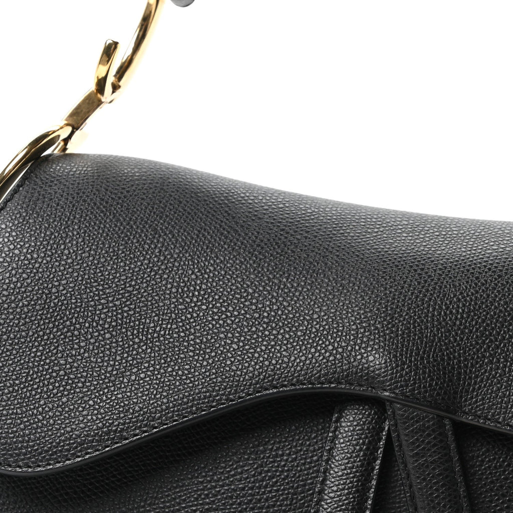 Christian Dior Grained Calfskin Saddle Bag Black