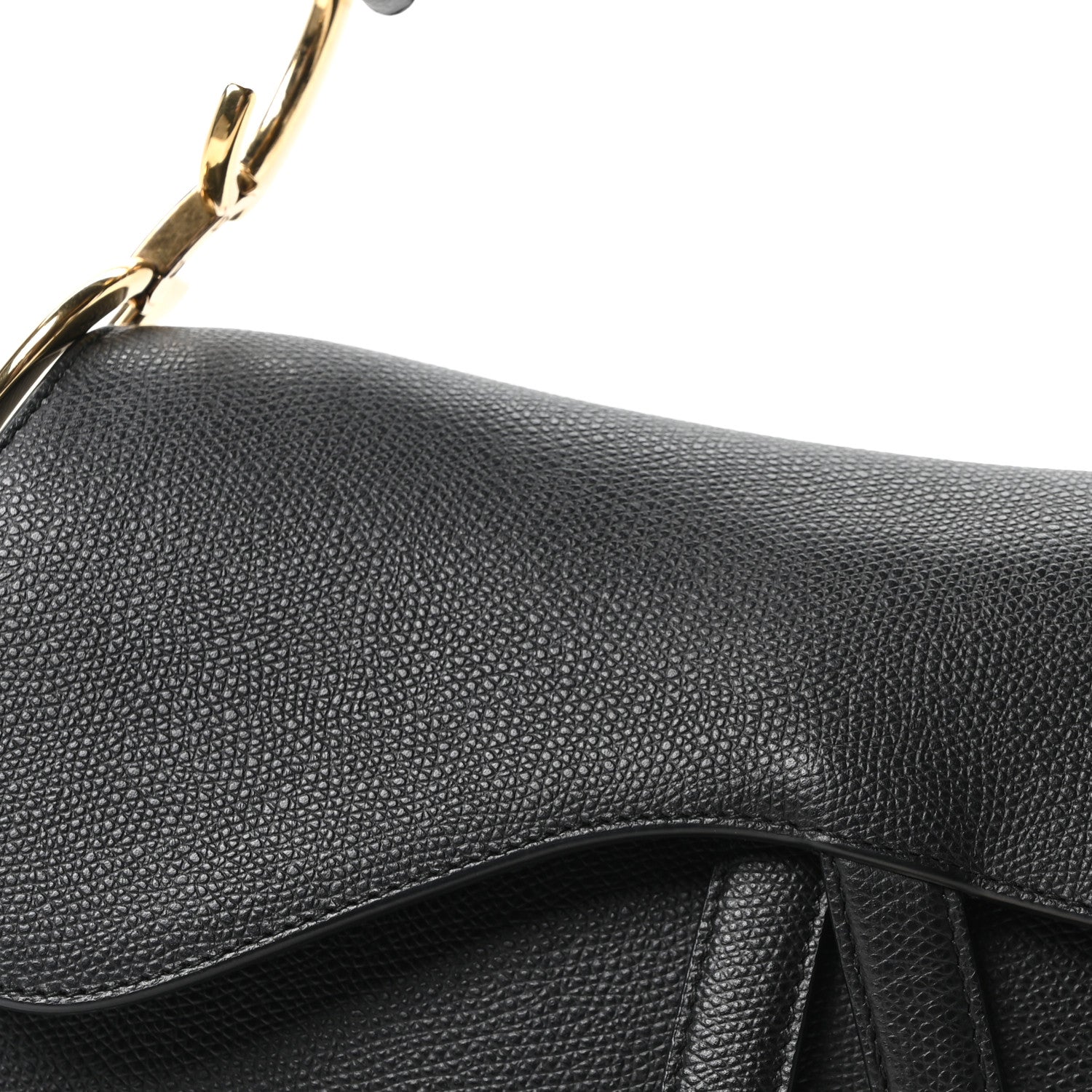 Christian Dior Grained Calfskin Saddle Bag Black
