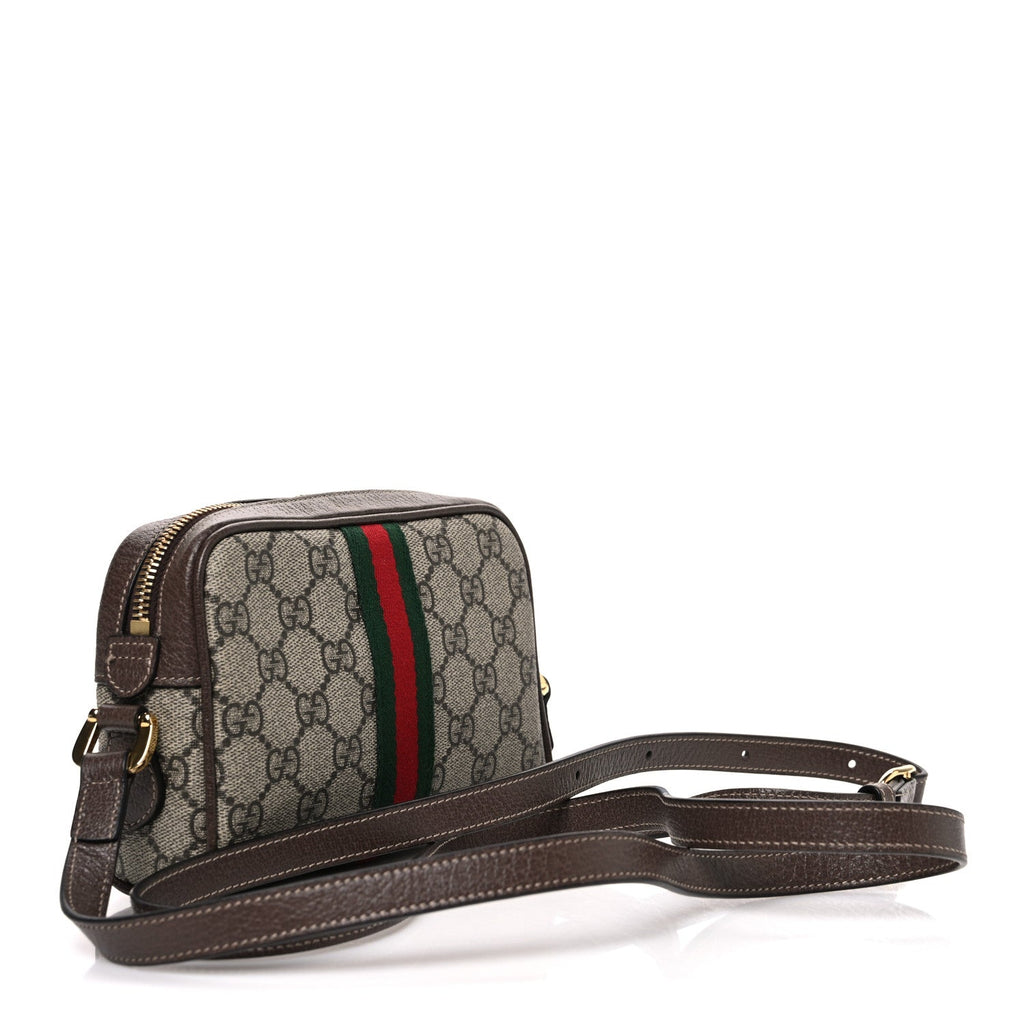 Gucci GG Supreme Monogram Web Mini Ophidia Shoulder Bag Brown