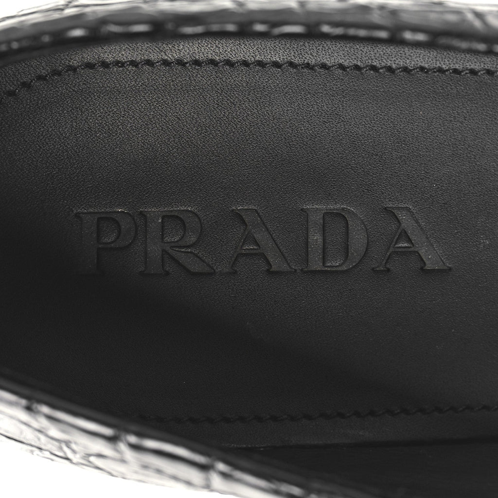Prada Crocodile Mens Loafers 7 Black