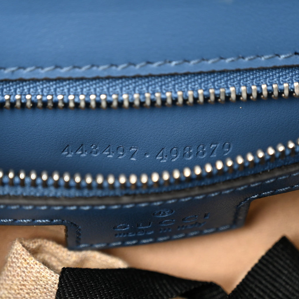Gucci Calfskin Matelasse Aria Small GG Marmont Shoulder Bag  Clear Blue