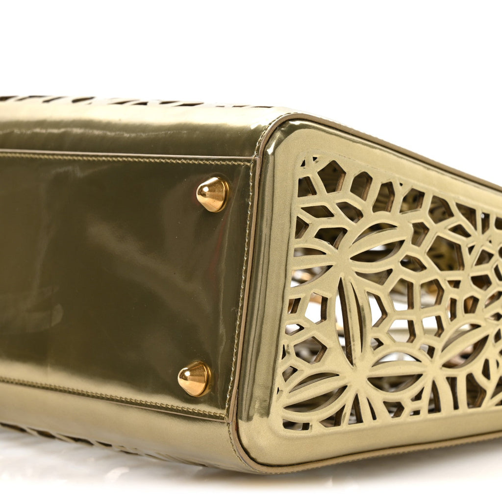 Christian Dior X DAVID WISEMAN Metallic Calfskin Laser Cut Large Lady Dior Gold