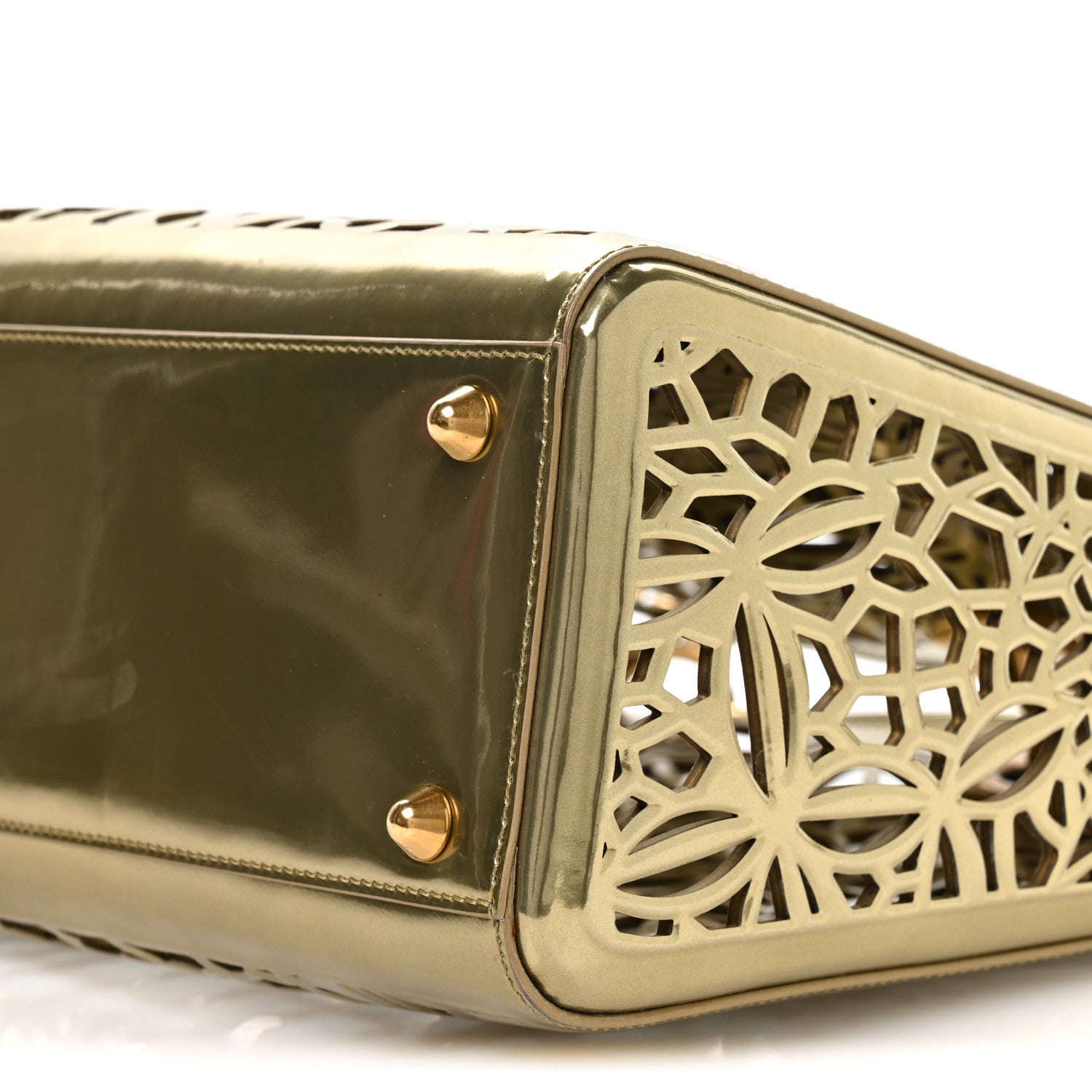Christian Dior X DAVID WISEMAN Metallic Calfskin Laser Cut Large Lady Dior Gold