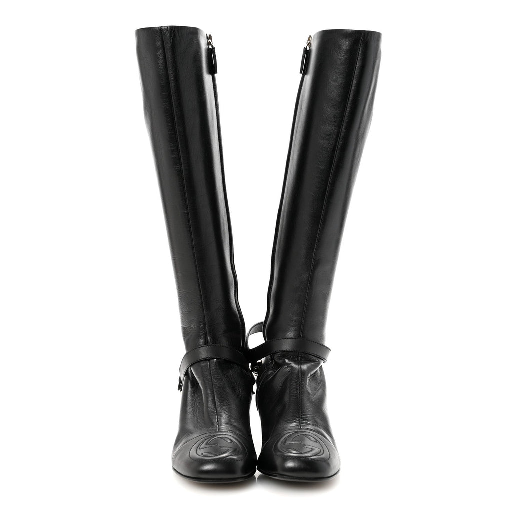 Gucci Calfskin Soho Knee Boots 36 Black