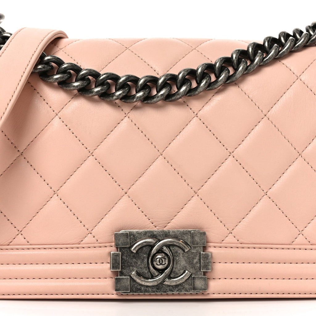 Chanel Lambskin Quilted Medium Boy Flap Light Pink