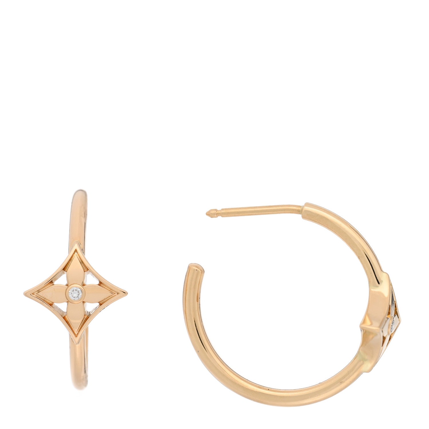 Louis Vuitton 18K Yellow Gold Diamond Small Idylle Blossom Hoop Earrings