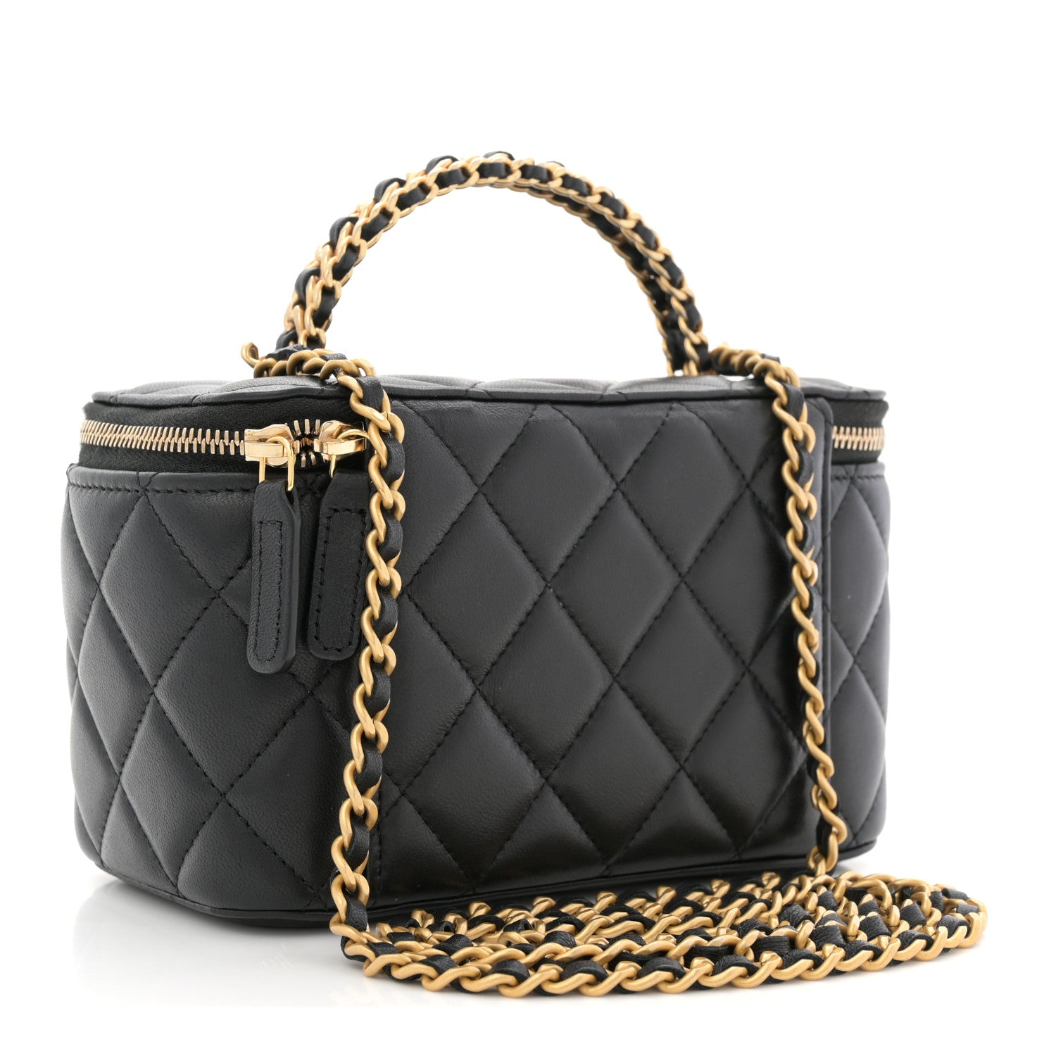 Chanel Lambskin Quilted Pick Me Up Vanity Case Black