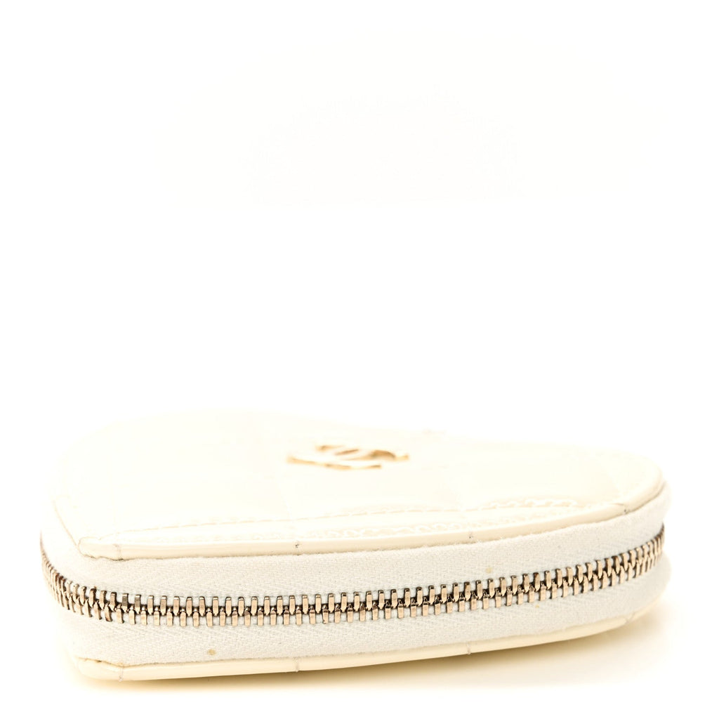 Chanel Patent Calfskin Resin Quilted CC Heart Clutch With Chain Black