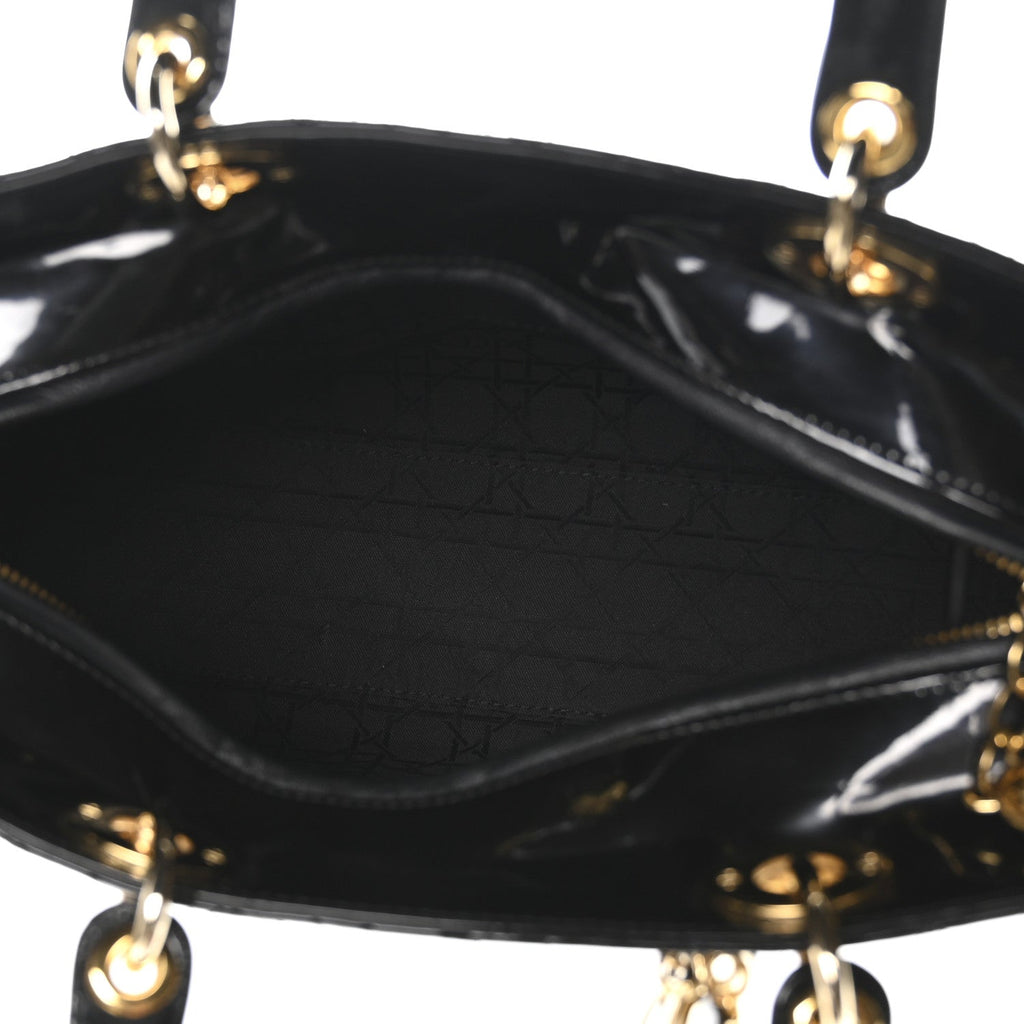 Christian Dior Patent Cannage Large Lady Dior Black