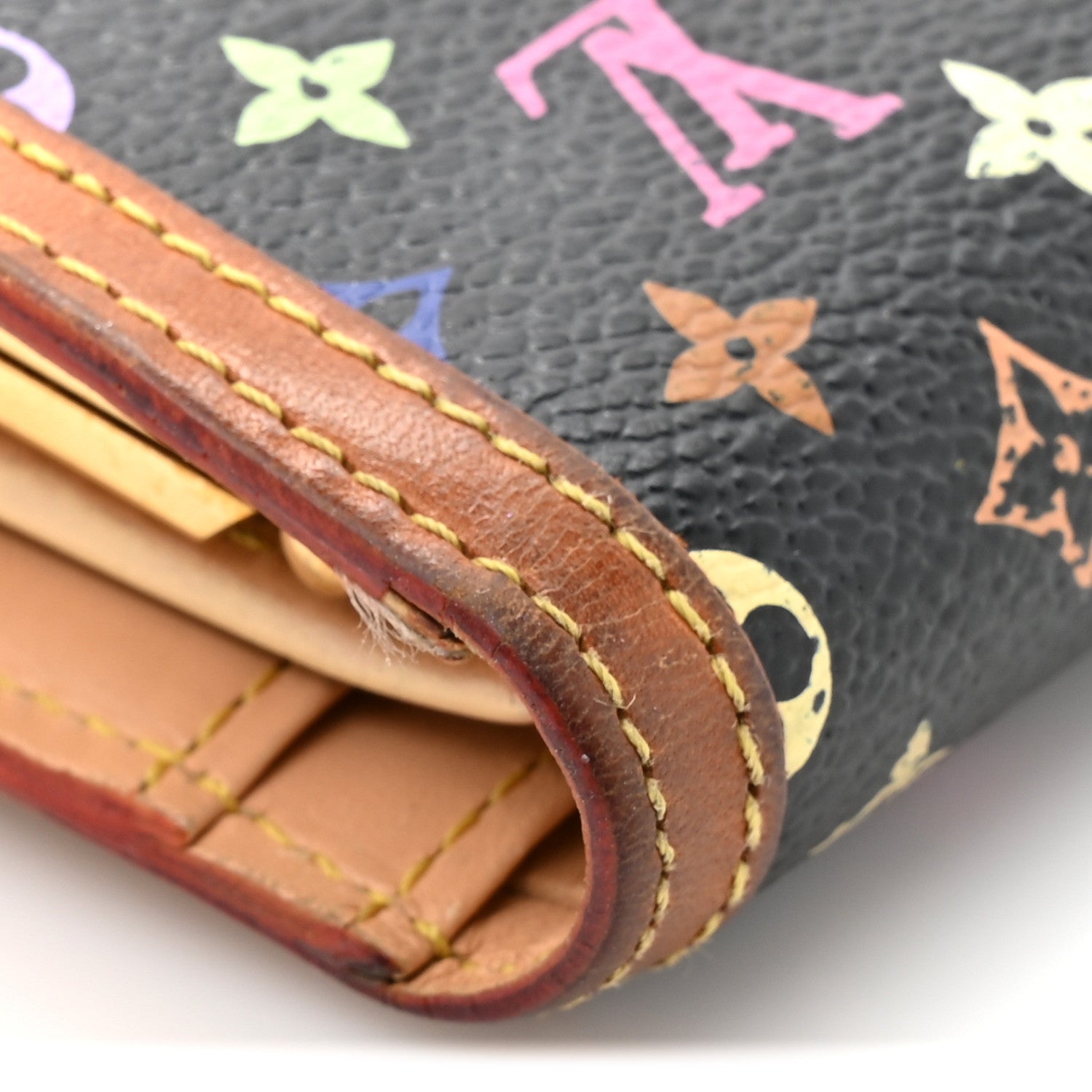 Louis Vuitton Monogram Multicolor French Purse Wallet Black
