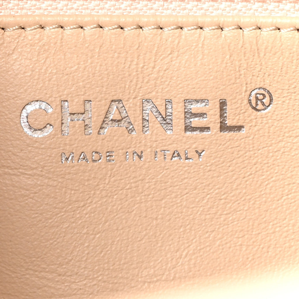 Chanel Shiny Lambskin Quilted Medium Camera Case Beige