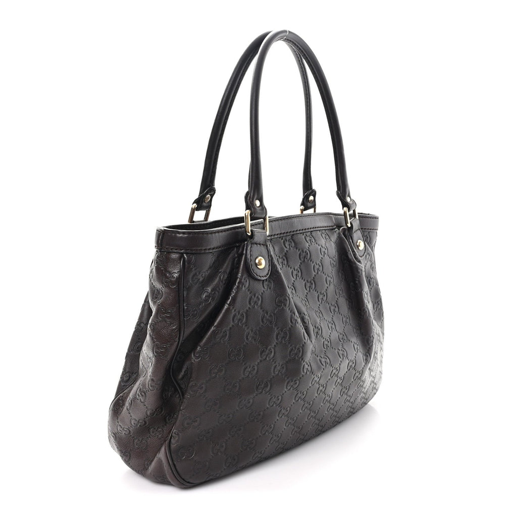 Gucci Guccissima Medium Sukey Top Handle Tote Chocolate