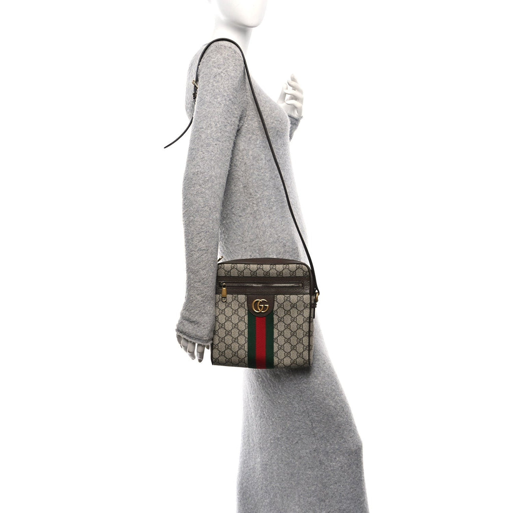 Gucci GG Supreme Monogram Web Small Ophidia Messenger Bag Brown