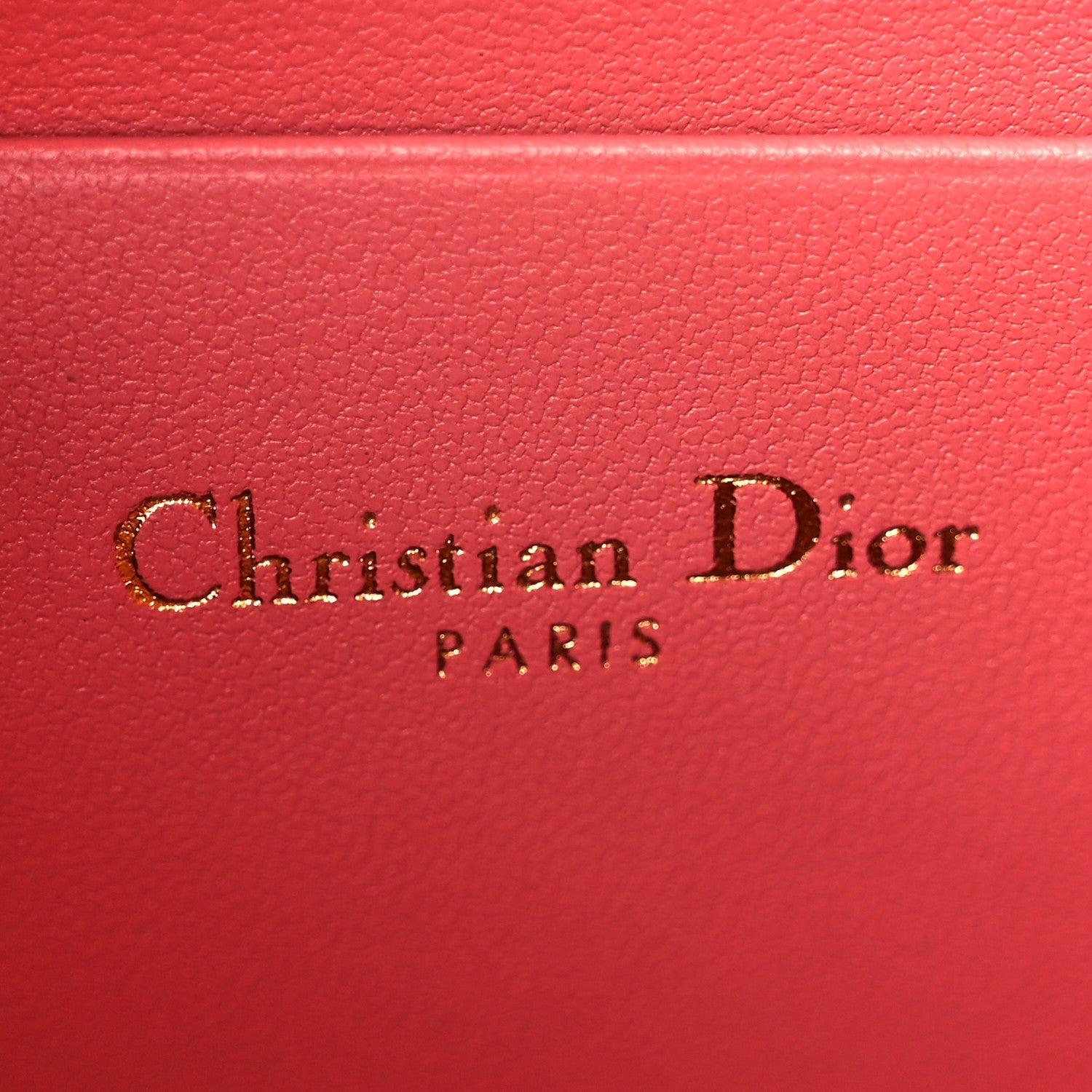 Christian Dior Calfskin Cannage Caro Zipped Pouch With Chain Coral Powder