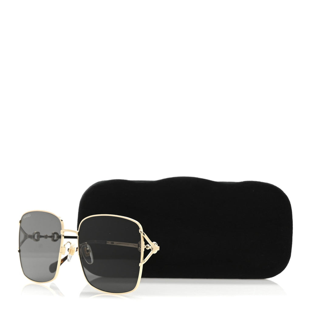 Gucci Metal Horsebit Square Frame Sunglasses GG1018SK Gold