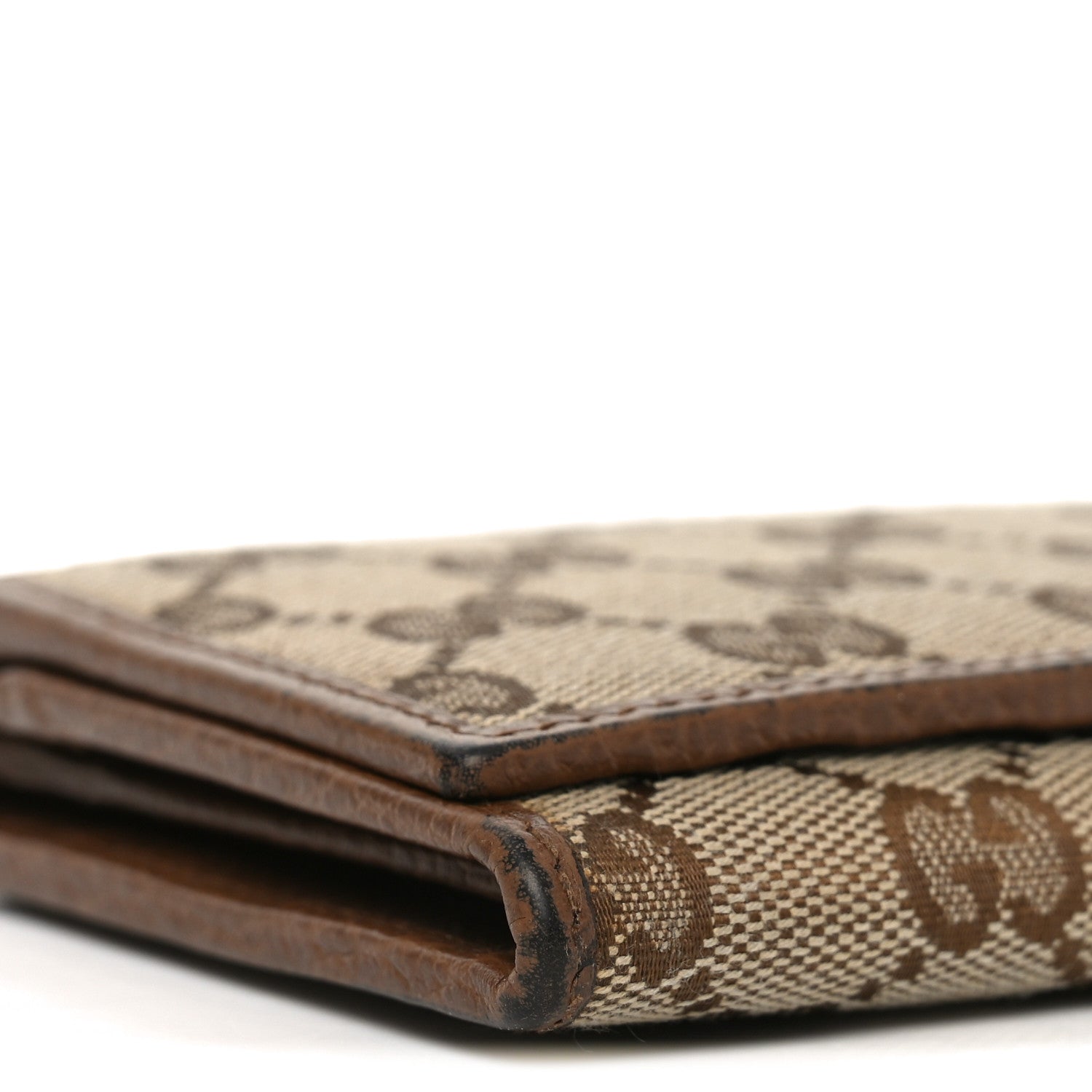 Gucci Monogram Dollar Calfskin Continental Flap Wallet Beige Ebony Tabacco