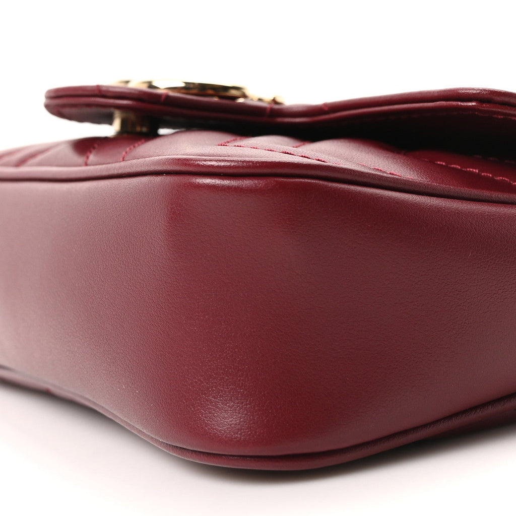 Gucci Calfskin Matelasse Super Mini GG Marmont Shoulder Bag Rosso Ancora