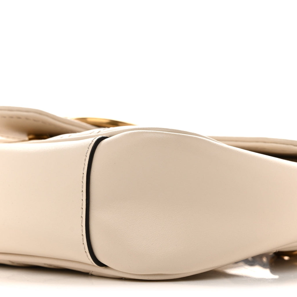 Gucci Calfskin Matelasse Mini GG Marmont Shoulder Bag White