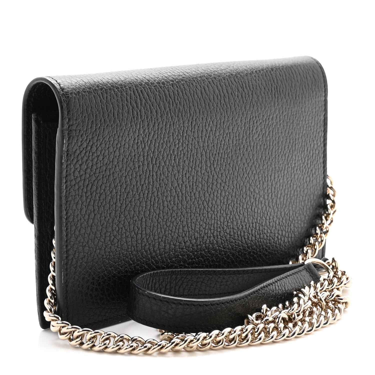 Gucci Dollar Calfskin Interlocking G Chain Wallet Black